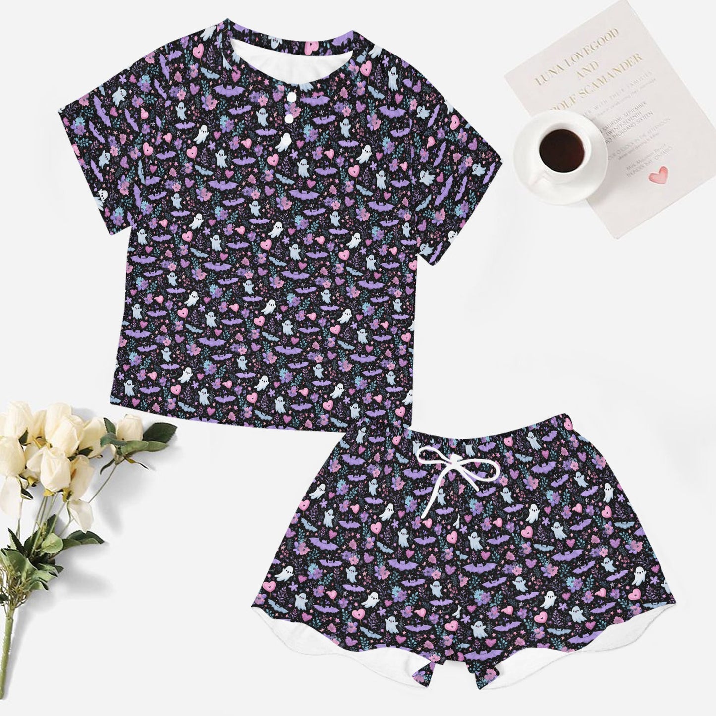 Trick or Treat Women's Mid-Length Shorts Pajama Set
