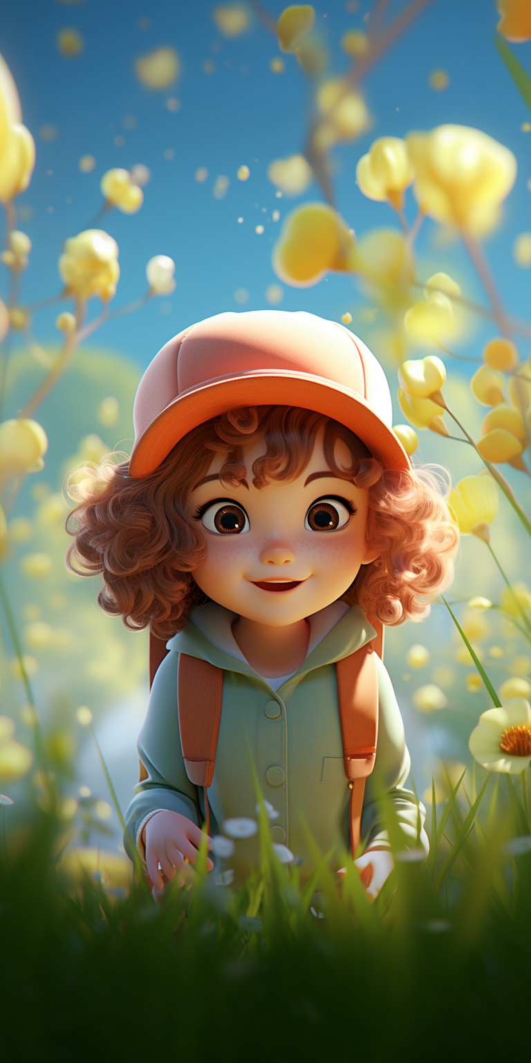 Curious Girl Pixar Style HD Lock Screen, Phone Wallpaper