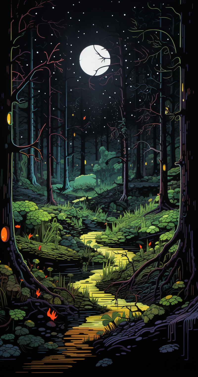 Woods at Night HD Lock Screen, Phone Wallpaper