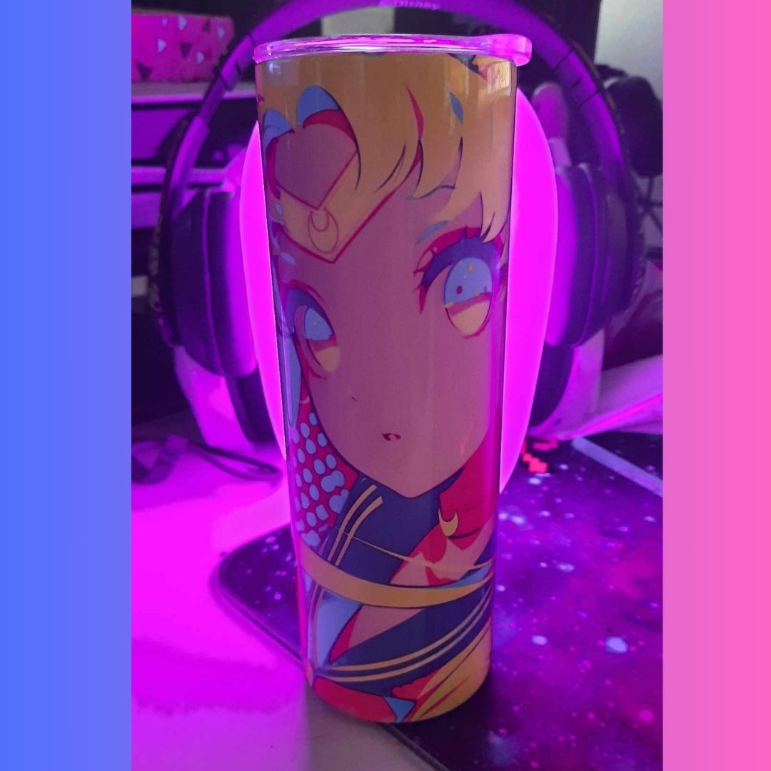 Custome Tumblers 20oz Skinny Steel Insulated tumbler with lid and straw.