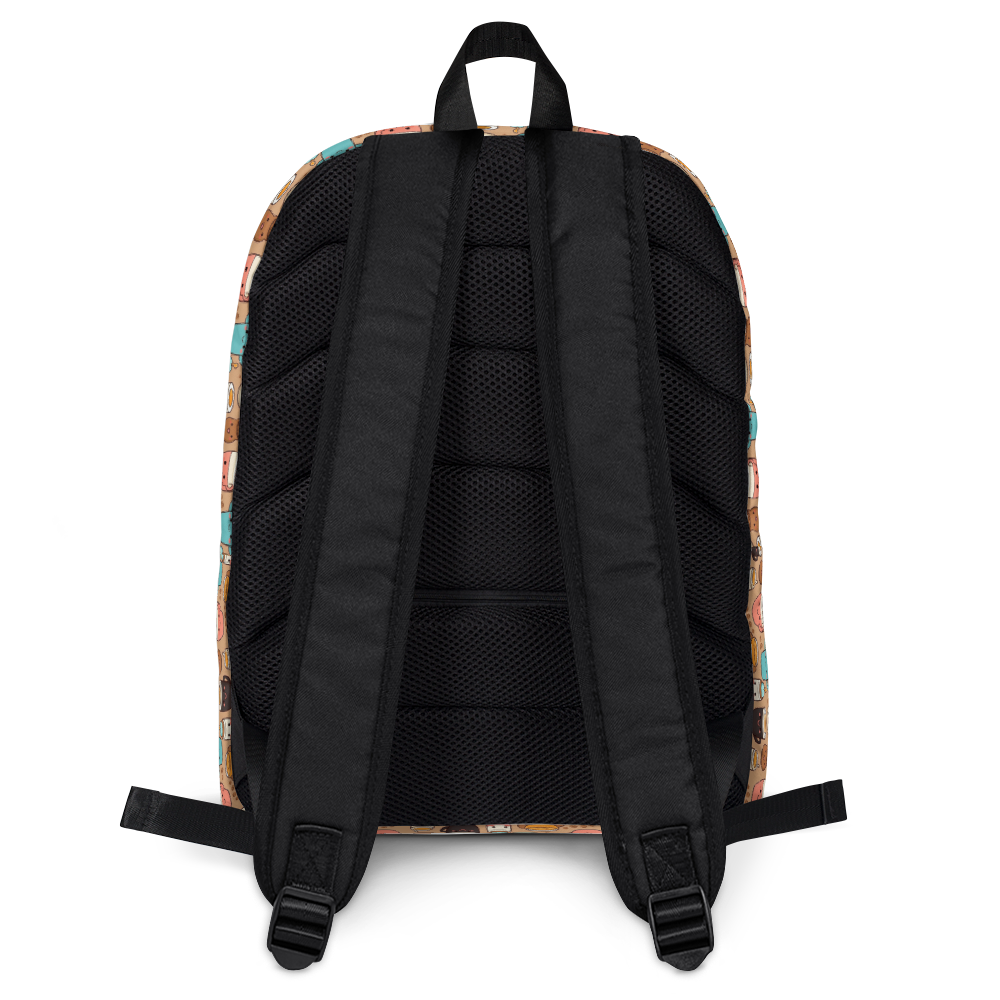 Coffee Lover Medium Size Backpack, Large Inside Pocket 15" Laptop, Hidden Pocket for Wallet, School Travel