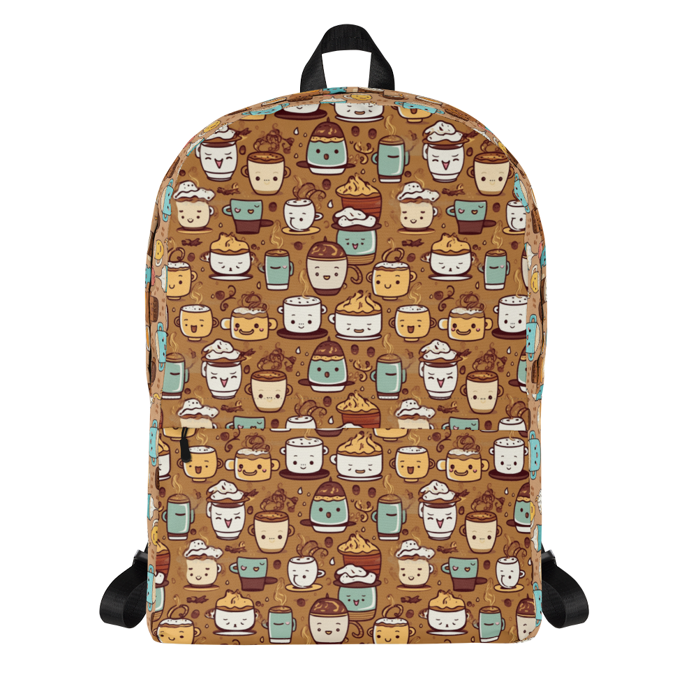 Coffee Lover Medium Size Backpack, Large Inside Pocket 15" Laptop, Hidden Pocket for Wallet, School Travel