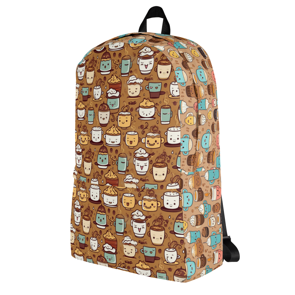 Coffee Lover Medium Size Backpack, Large Inside Pocket 15" Laptop, Hidden Pocket for Wallet, School Travel