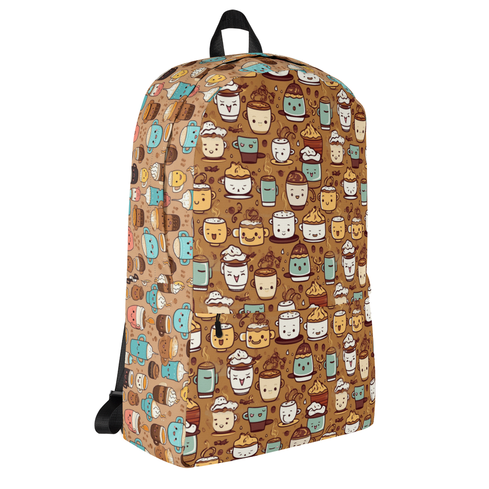 Coffee Lover Medium Size Backpack, Large Inside Pocket 15" Laptop, Hidden Pocket for Wallet, School Travel