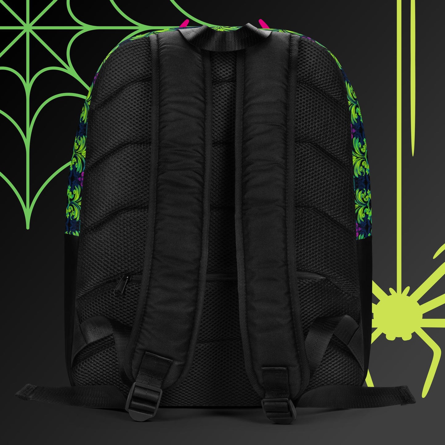 Neon skull Minimalist Backpack, Backpack with 15" inside pocket for Laptop, Hidden Pocket for Wallet, Lightweight well made