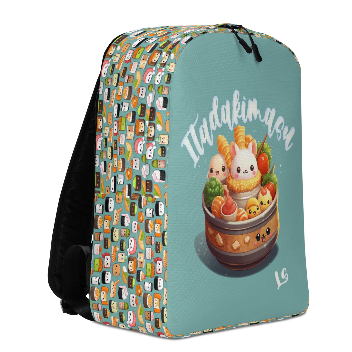 Sushi time Minimalist Backpack, Backpack with 15" inside pocket for Laptop, Hidden Pocket for Wallet, Lightweight well made