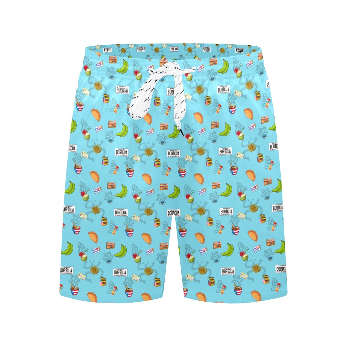 Boricua trunks Men's Mid-Length Beach Shorts (Model L51)