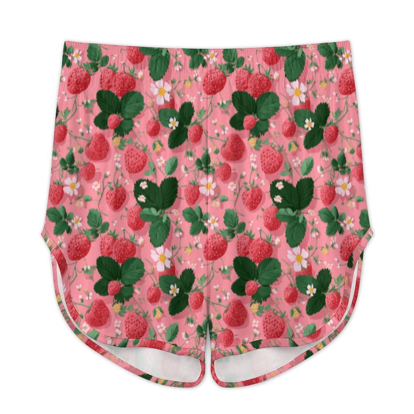 Strawberry Strap pajama Set Women's Ice Silk Spaghetti Strap Shorts Pajama Set