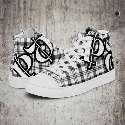 Checker Men’s high top canvas shoes, Casual Lace up Canvas Shoes, Comfortable Fashion Classic Shoes