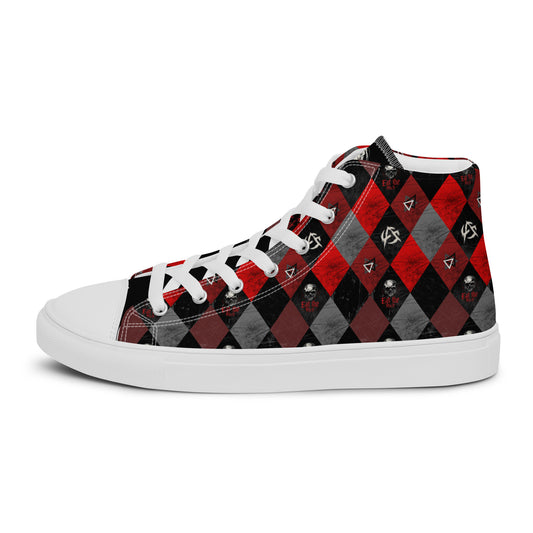 Eat The Rich Checkered Men’s high top canvas shoes