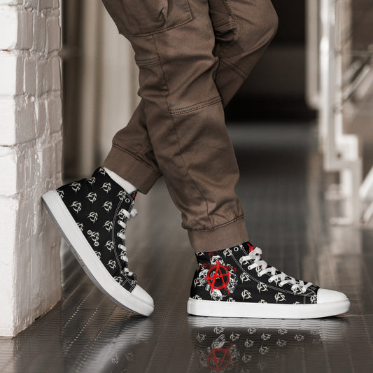Raised By Anarchist Men’s high top canvas shoes, Casual Lace up Canvas Shoes, Comfortable Fashion Classic Shoes, Lace-up Canvas Shoes,Casual Tennis Walking Shoes