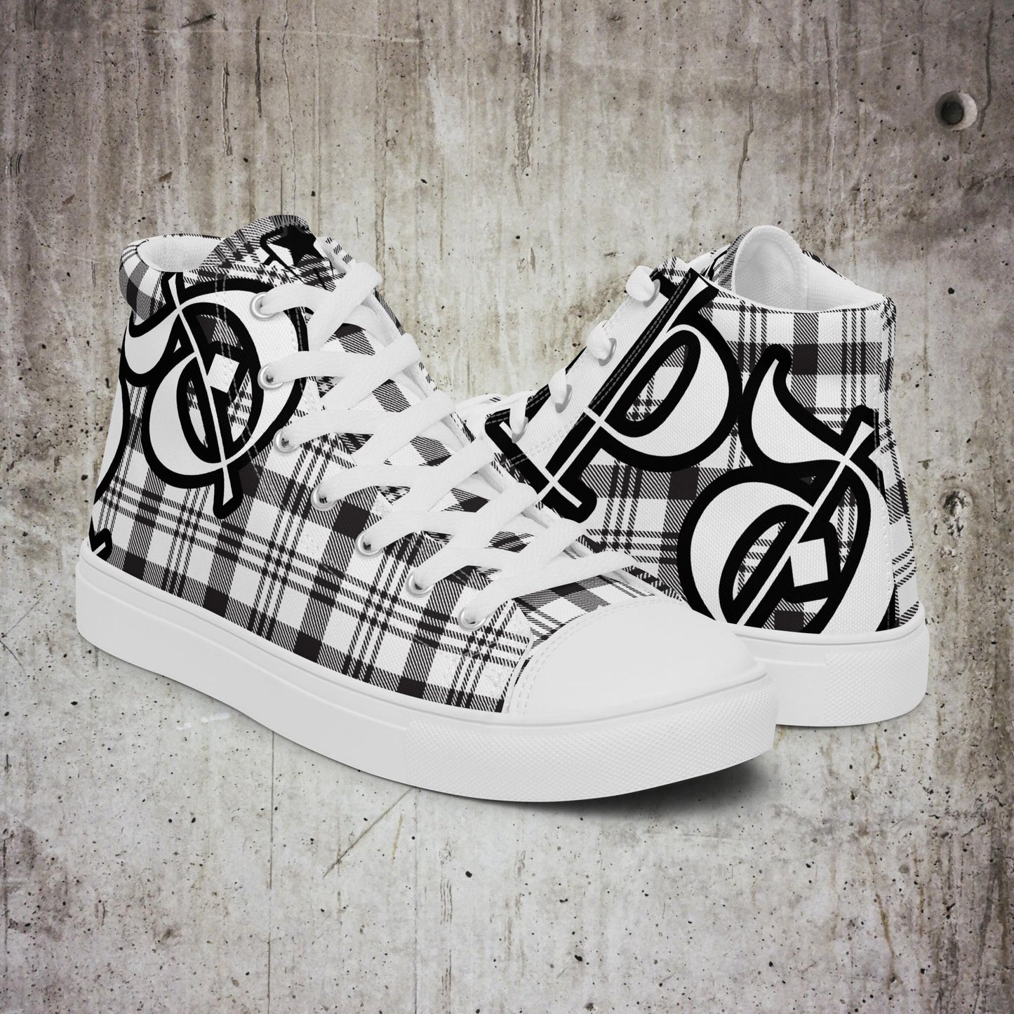 Checker Men’s high top canvas shoes, Casual Lace up Canvas Shoes, Comfortable Fashion Classic Shoes