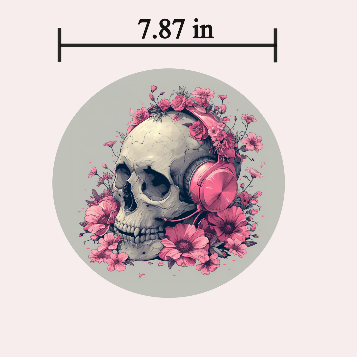 Pink Skull Small Circle Small Mousepad for Desktops, Non-Slip Rubber Base, Waterproof Mouse Mat, Mini Mouse Pad for Women Kids Men, Gaming Mouse Mat for Computer Laptop Home Office