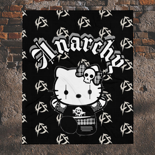 Anarchist Kitty Rebel Throw Blanket, Fleece Blanket Super Soft Cozy Throw Blanket 50" x 60", Lightweight Fuzzy Comfy Textured Flannel Blanket Warm Plush Throw Blankets for Couch, Sofa, Bed