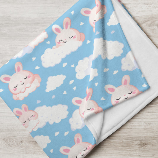 Bum Bum Bunny Throw Blanket, Fleece Blanket Super Soft Cozy Throw Blanket 50" x 60", Lightweight Fuzzy Comfy Textured Flannel Blanket Warm Plush Throw Blankets for Couch, Sofa, Bed