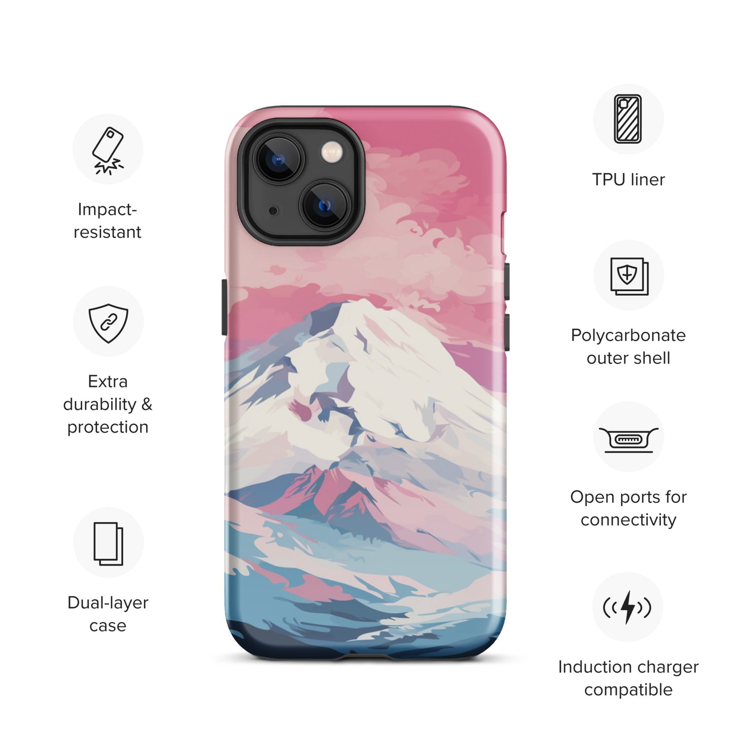 Pastel Mountain Tough Case, Shockproof Phone Case,Cool Designed Phone Cases, Pocket-friendly