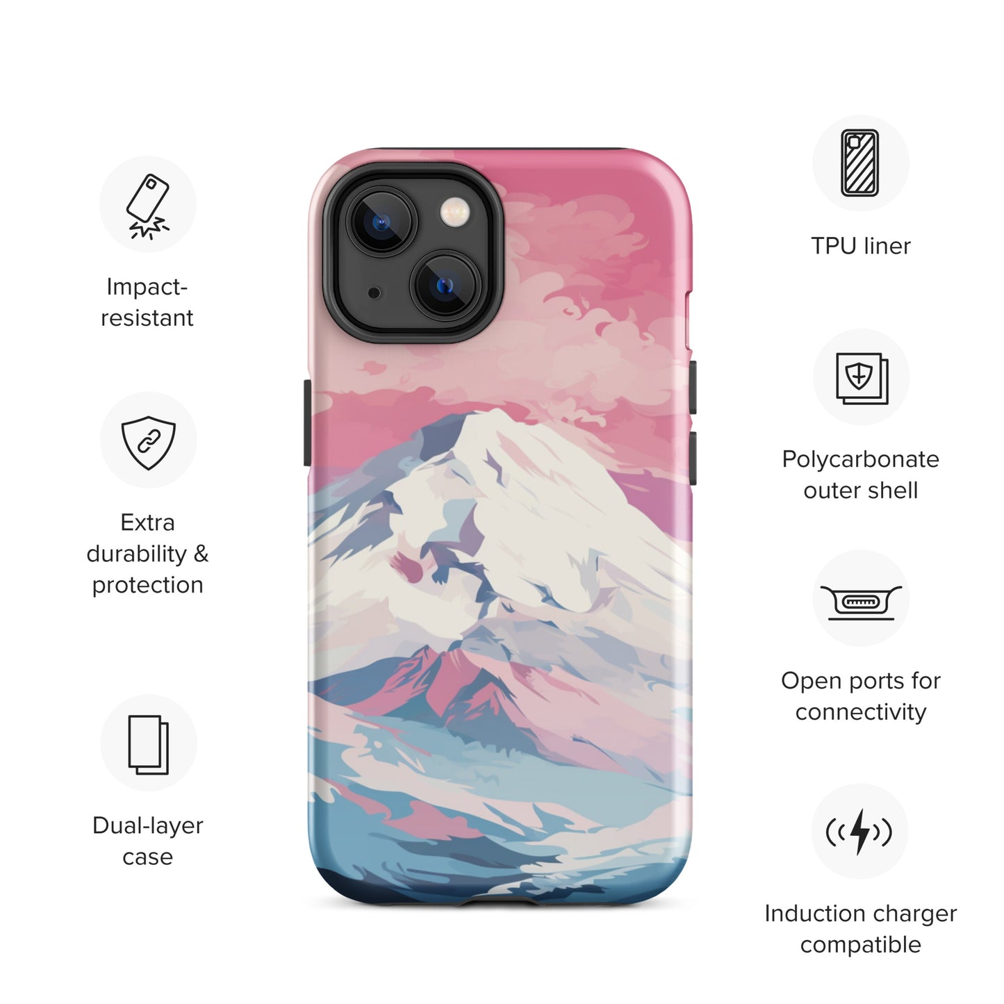 Pastel Mountain Tough Case, Shockproof Phone Case,Cool Designed Phone Cases, Pocket-friendly