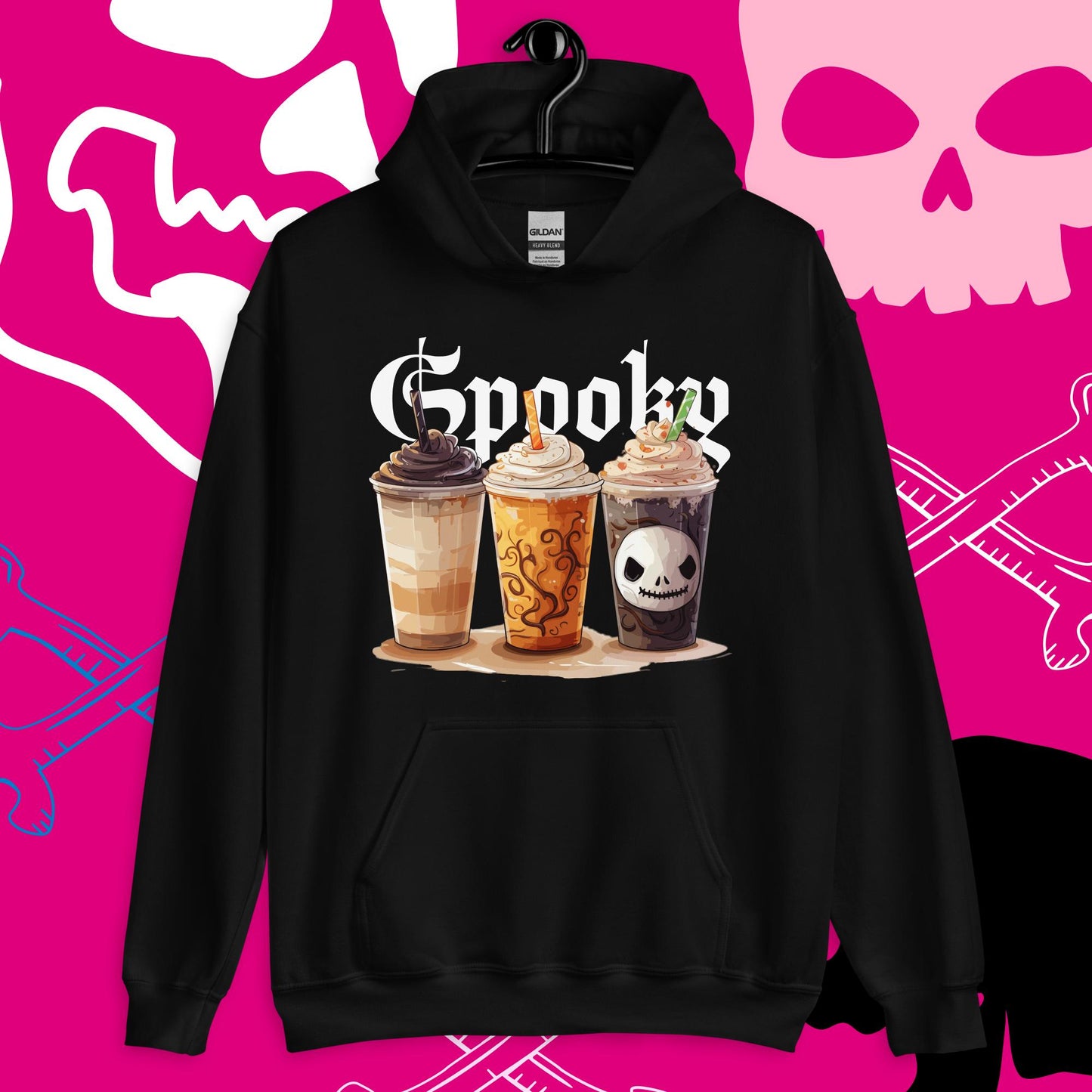 Spooky Drinks Unisex Hoodie, Casual Adult Hoodies Sweatshirt for Men Women, Comfortable Fabric, Pullover with Pockets Unisex