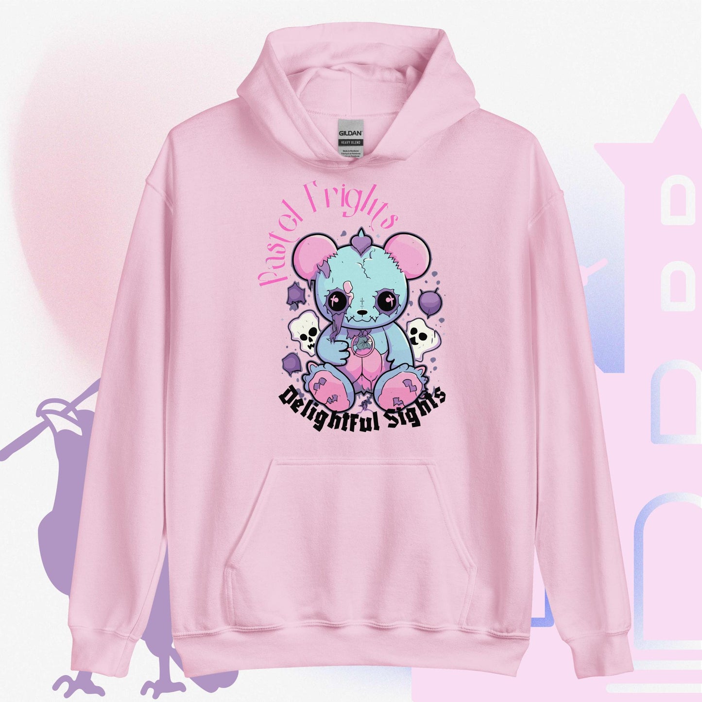 Pastel Frights, Delightful Sights Unisex Hoodie, Casual Adult Hoodies Sweatshirt for Men Women, Comfortable Fabric, Pullover with Pockets Unisex