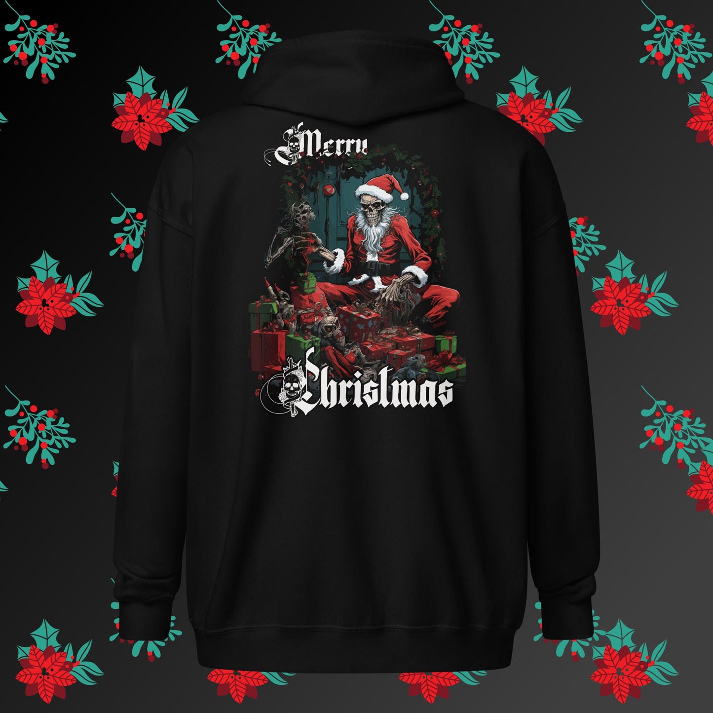 Krampus Merry Christmas Unisex heavy blend zip hoodie, Gothic Christmas Zip Hoodie, Christmas Hoodie