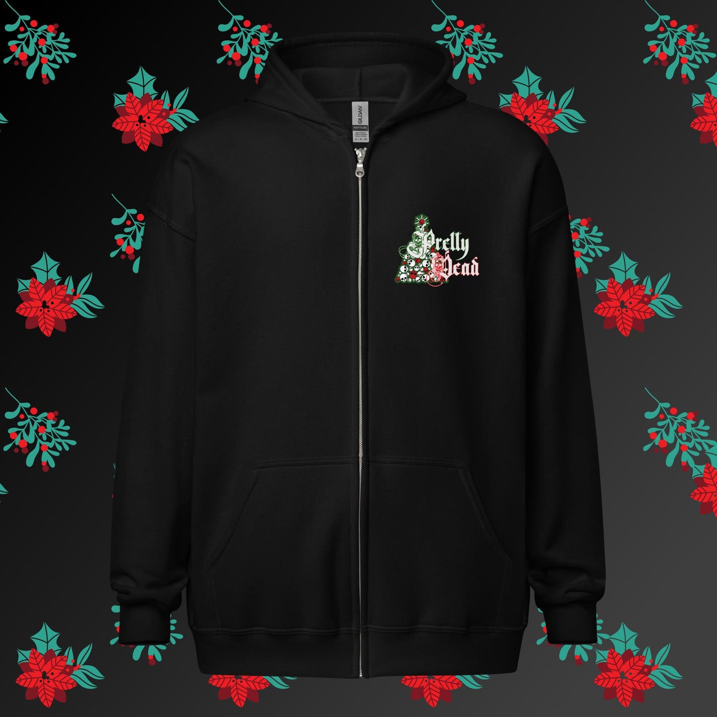 Krampus Merry Christmas Unisex heavy blend zip hoodie, Gothic Christmas Zip Hoodie, Christmas Hoodie