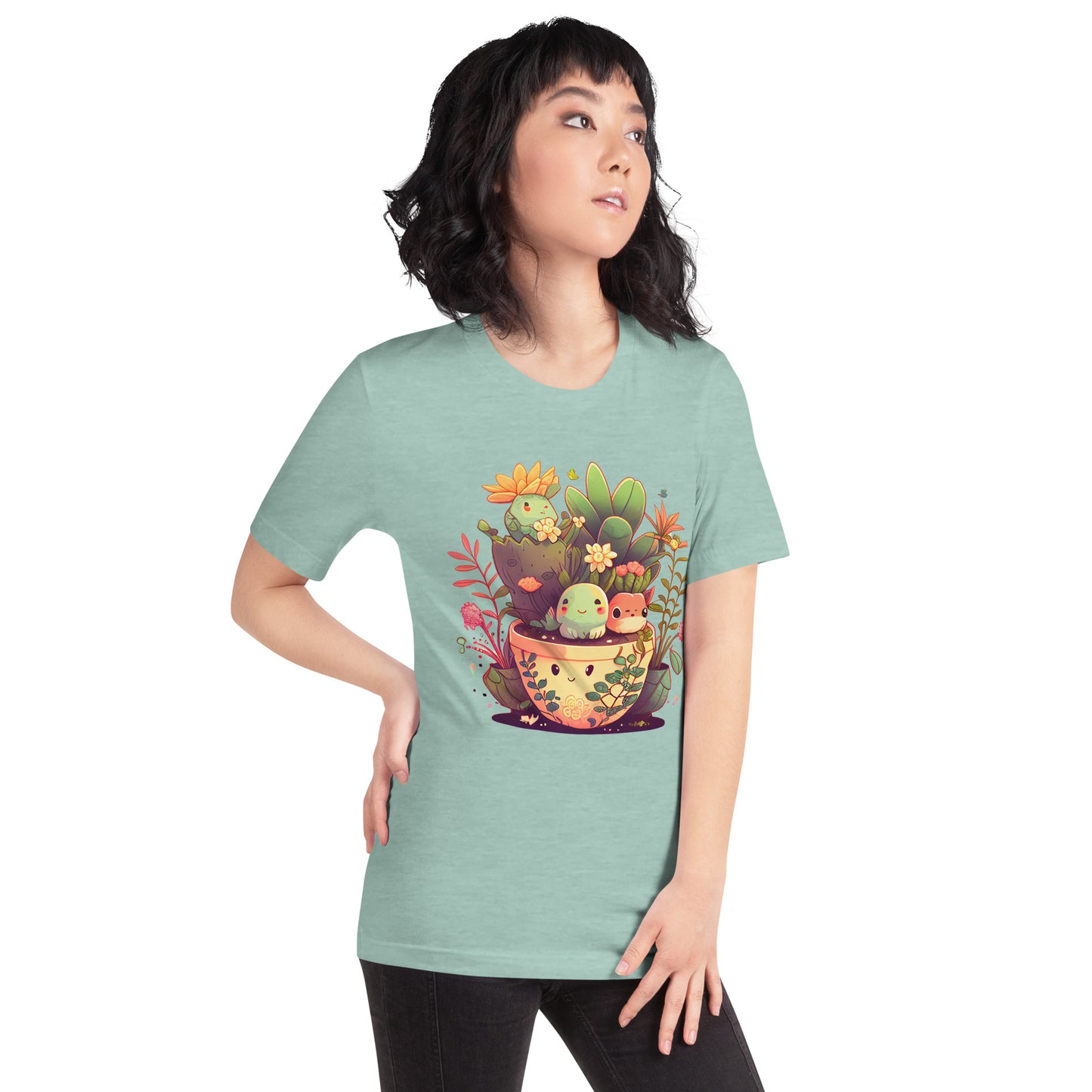 Kawaii Flower Pot Unisex t-shirt, Graphic T-Shirt, Premium Graphic Tees, Cool Design T Shirts, Streetwear Casual Summer Tops T-Shirt Unisex