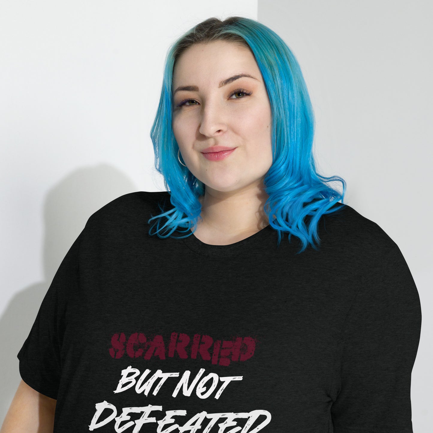 Scarred But Not Defeated Short sleeve t-shirt, New Years Motto, Last year quotes