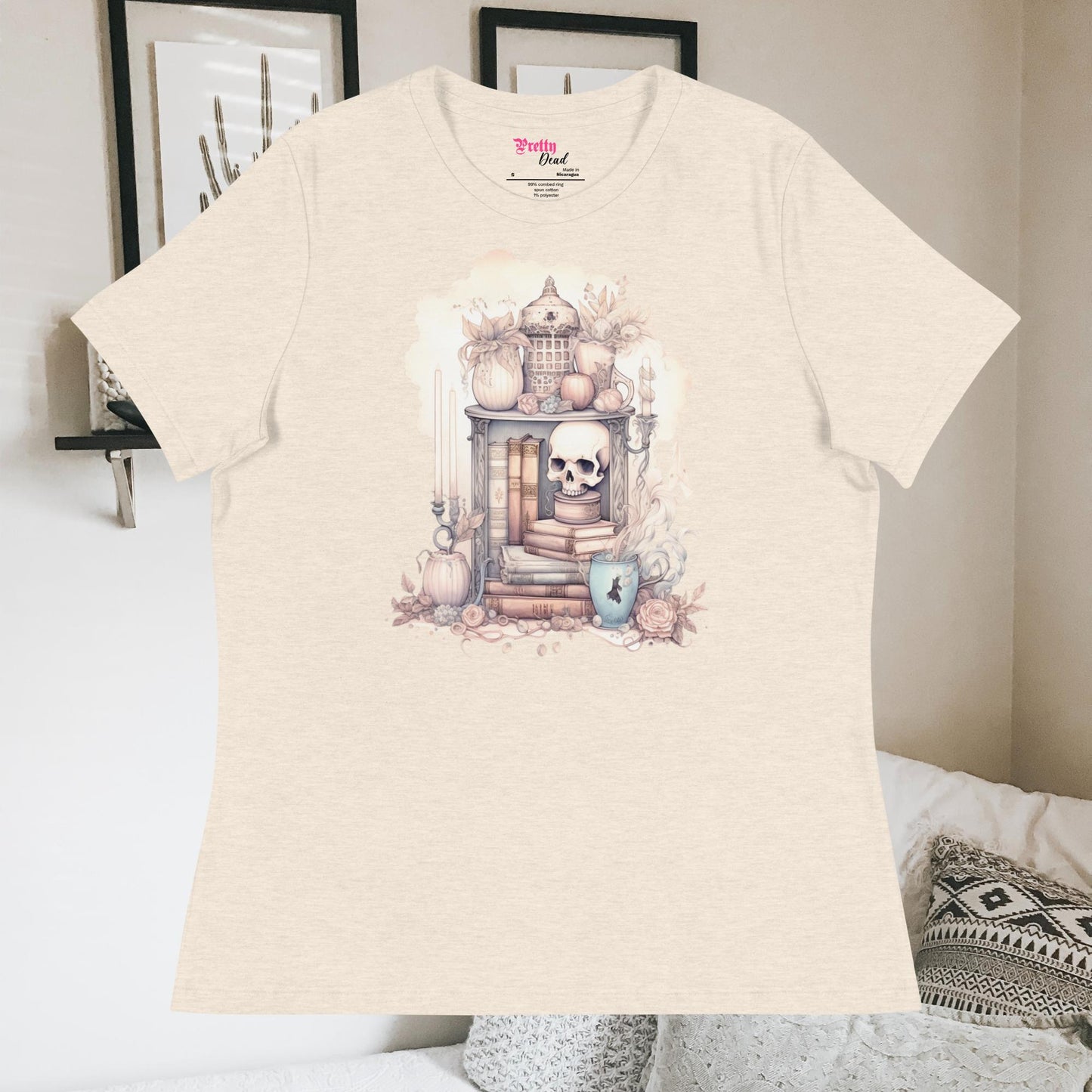 Bookish Ghoul Women's Relaxed T-Shirt, Bookworm Graphic Tee, Book Lover T-shirt