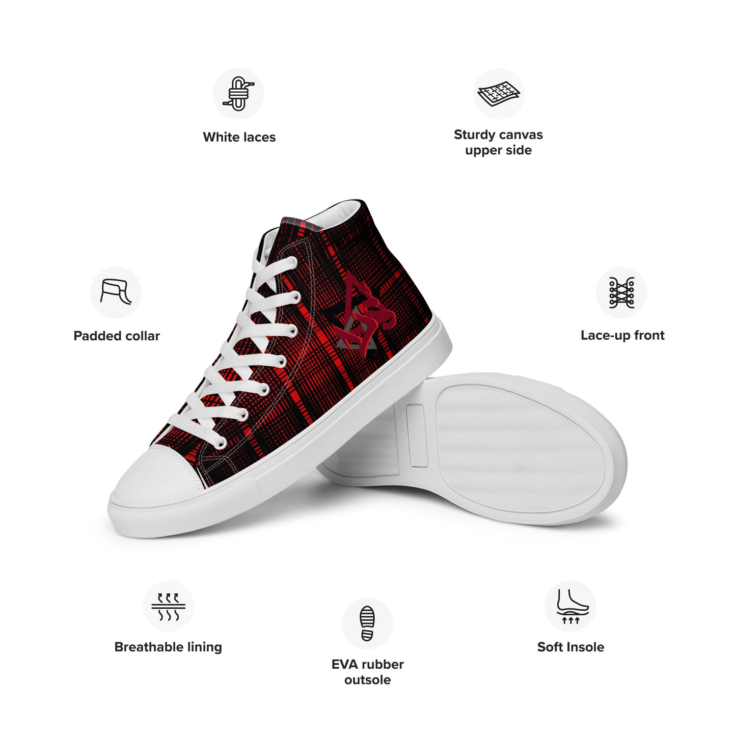 Check Mate! Women's High Top Canvas Shoes, Casual Lace up Canvas Shoes, Comfortable Fashion Classic Shoes