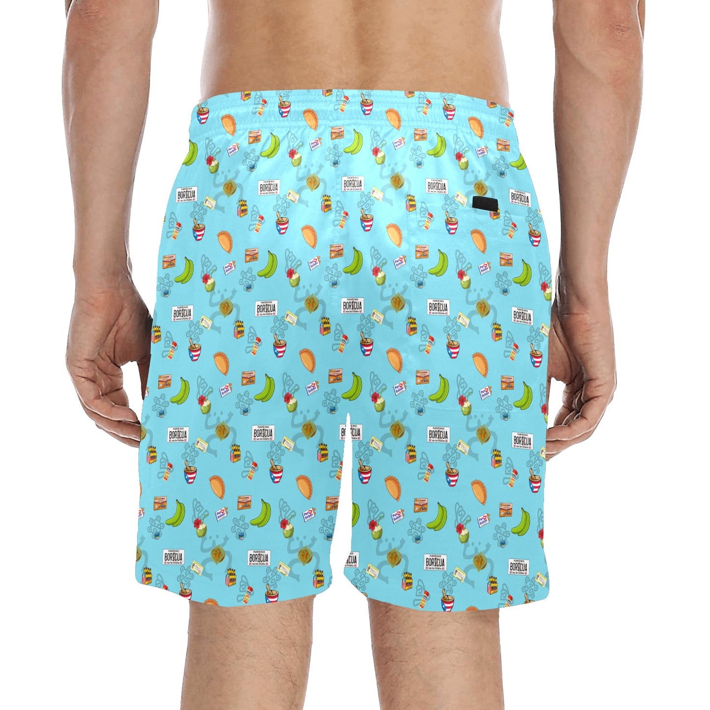 Boricua trunks Men's Mid-Length Beach Shorts (Model L51)