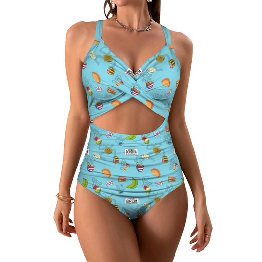 Boricua Swimwear Women's Twist Front Tie Back Swimsuit (Model S57)