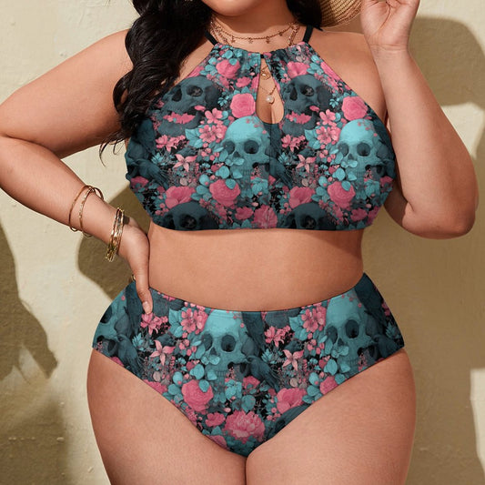Crow and Skully Two-piece Swimsuit Two-piece Swimsuit-Large (BK2040)