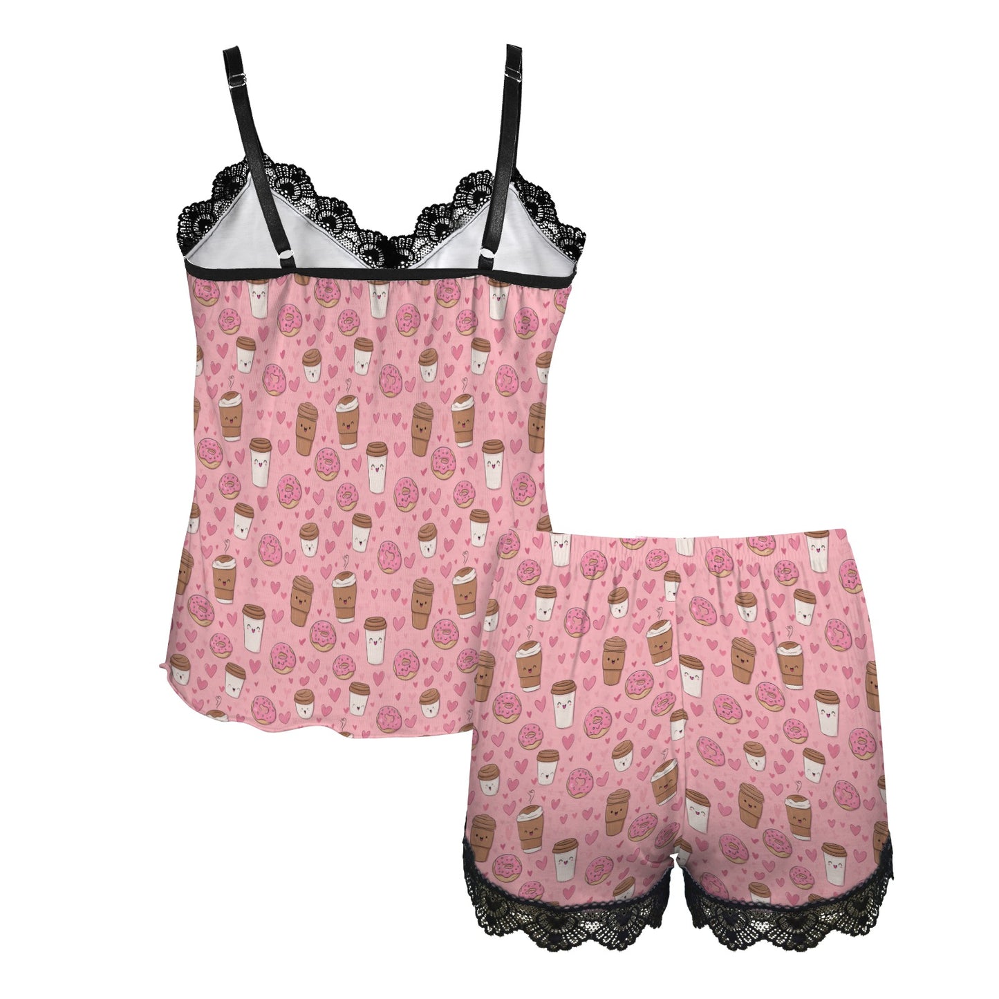 Coffee Lover Women's Lace Camisole Pajama Set