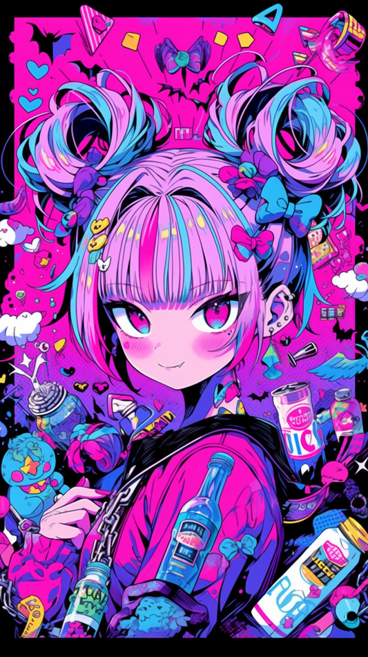Anime Punk Rock Vibrant HD Lock Screen, Hot Pink Phone Wallpaper