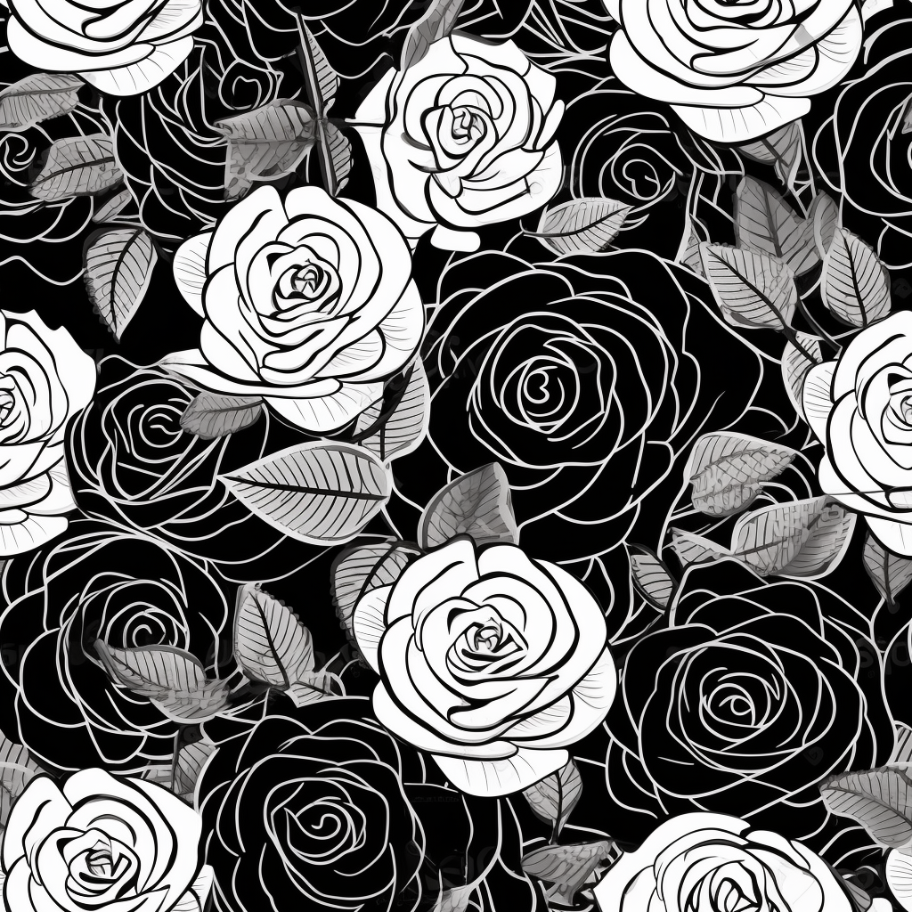 Black and White Roses Pattern