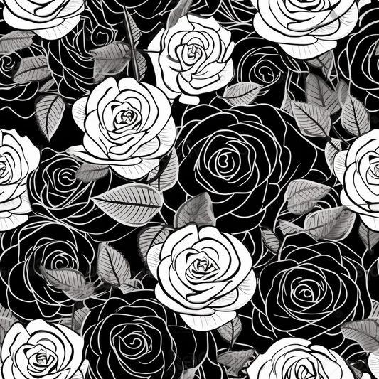 Black and White Roses Pattern