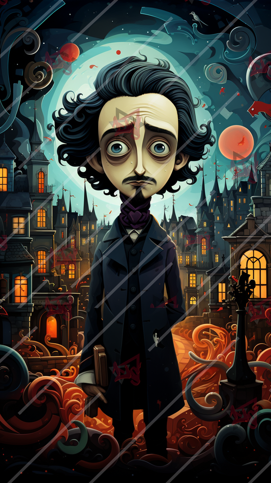 Edgar Allan Poe Tim Burton Style HD Lock Screen,Phone Wallpaper