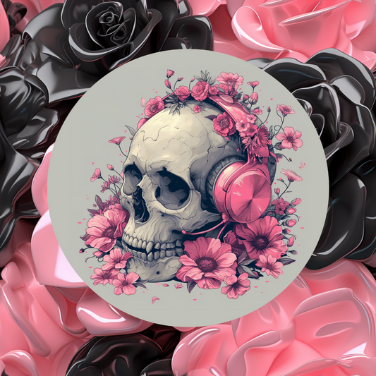Pink Skull Small Circle Small Mousepad for Desktops, Non-Slip Rubber Base, Waterproof Mouse Mat, Mini Mouse Pad for Women Kids Men, Gaming Mouse Mat for Computer Laptop Home Office
