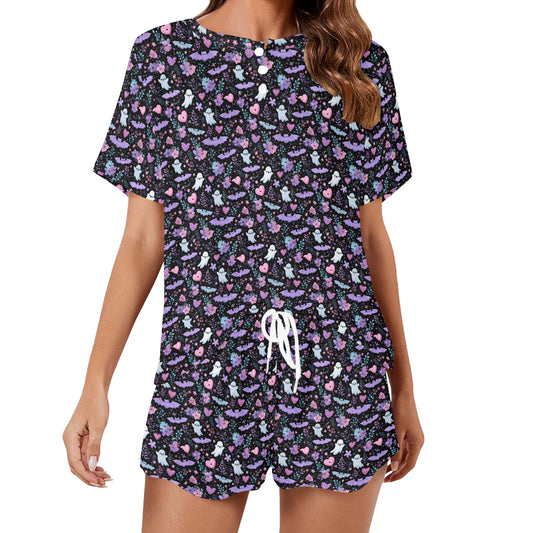 Trick or Treat  Women's Mid-Length Shorts Pajama Set