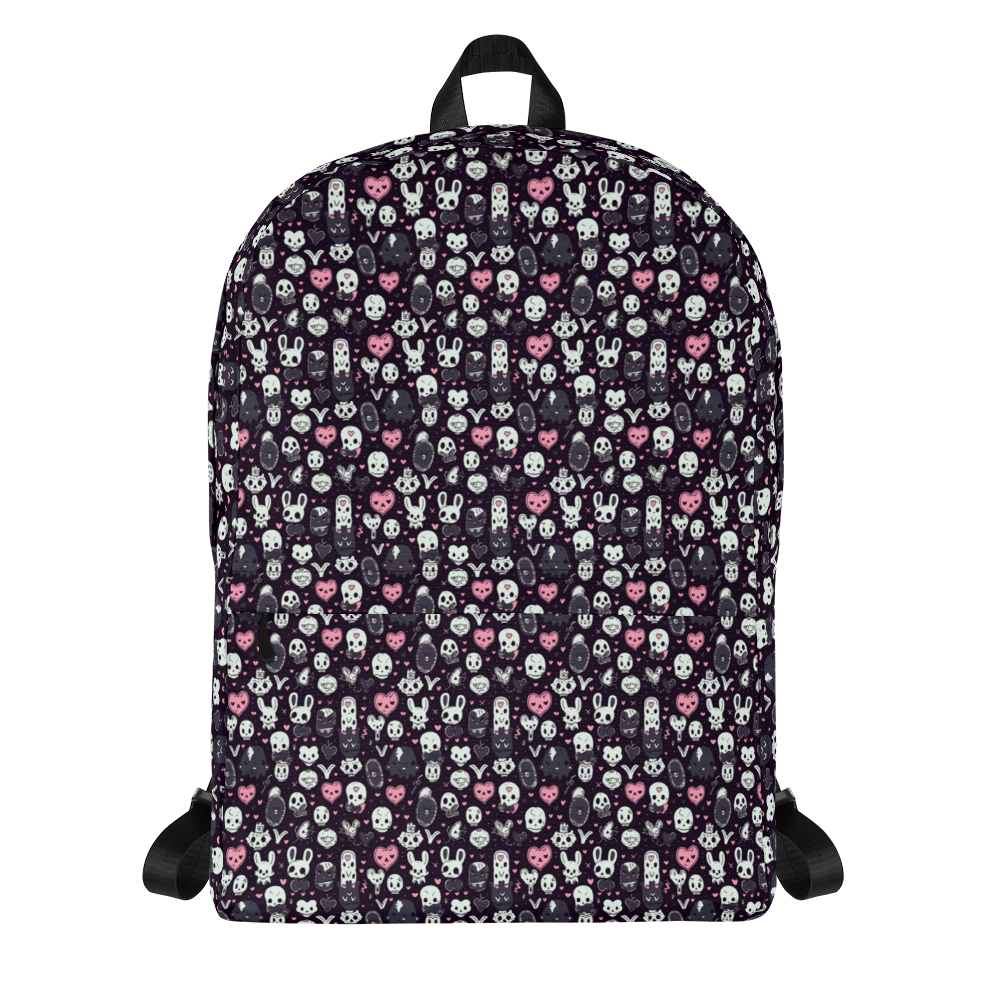 Deadly cute  Medium Size Backpack, Large Inside Pocket 15" Laptop, Hidden Pocket for Wallet, School Travel