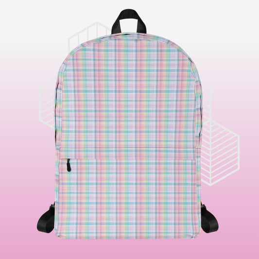Pastel Flannel Backpack Minimalist Backpack, Backpack with 15" inside pocket for Laptop, Hidden Pocket for Wallet, Lightweight well made