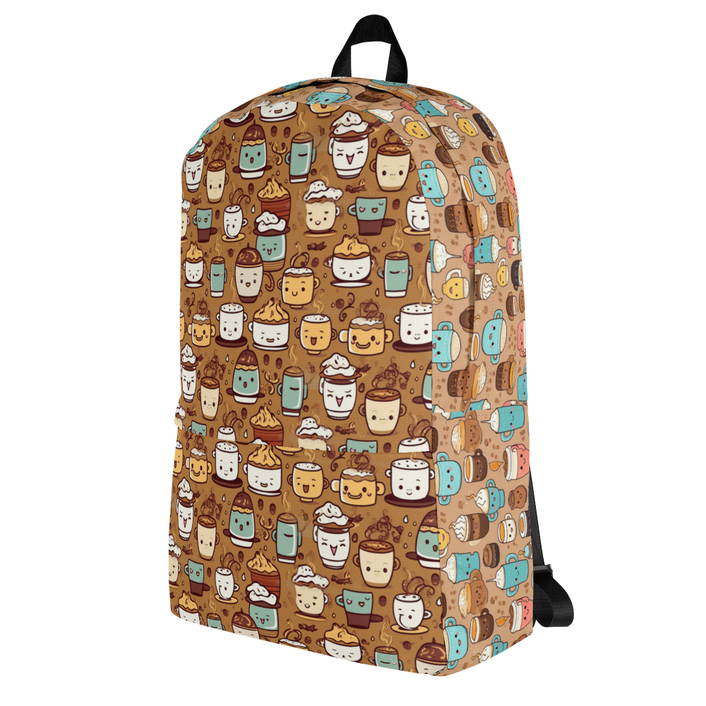 Coffee Lover  Medium Size Backpack, Large Inside Pocket 15" Laptop, Hidden Pocket for Wallet, School Travel