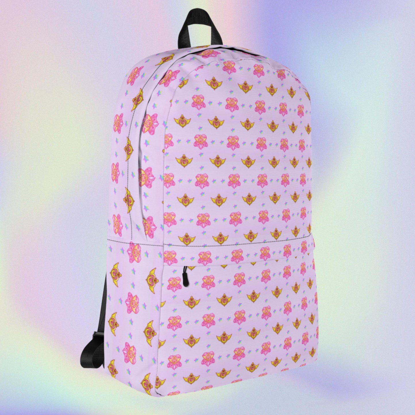 Moon Prism Medium Size Backpack, Large Inside Pocket 15" Laptop, Hidden Pocket for Wallet, School Travel