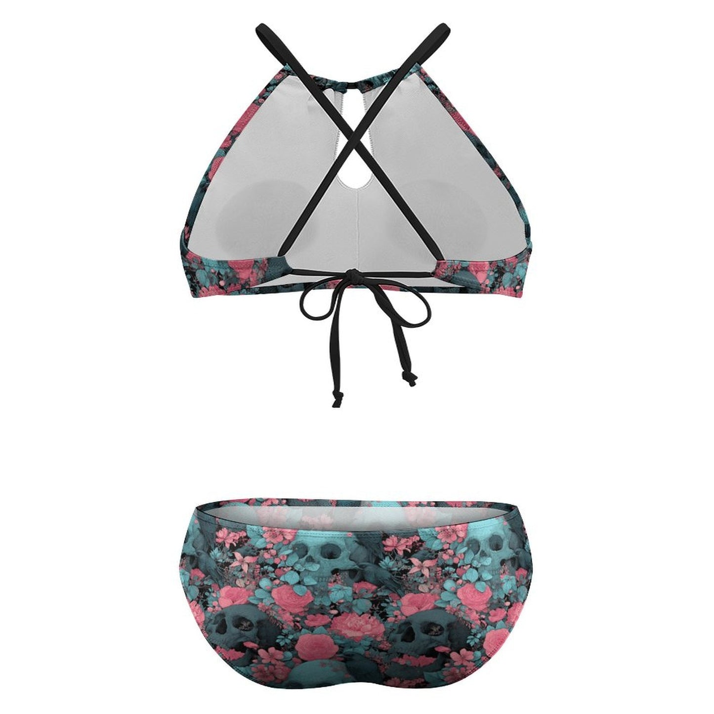 Crow and Skully Two-piece Swimsuit Two-piece Swimsuit-Large (BK2040)