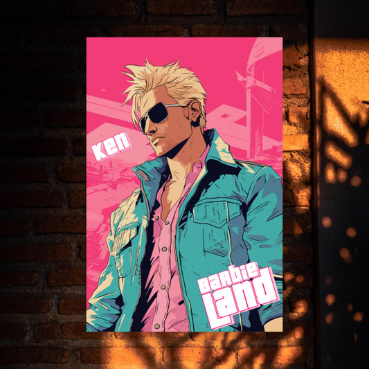 Ken Vice City Crossover Poster, Custom Backdrop Personalized Custom Posters, Wall Posters for Bedroom, Wall Décor