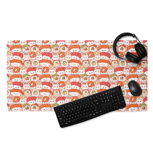 Sushi Lovers Gaming Mouse Pad, Large Keyboard Pad, Mouse Pad for Keyboard with Anti-Slip Rubber Base, Extended Desk Pad XL Keyboard Pad Mouse Mat