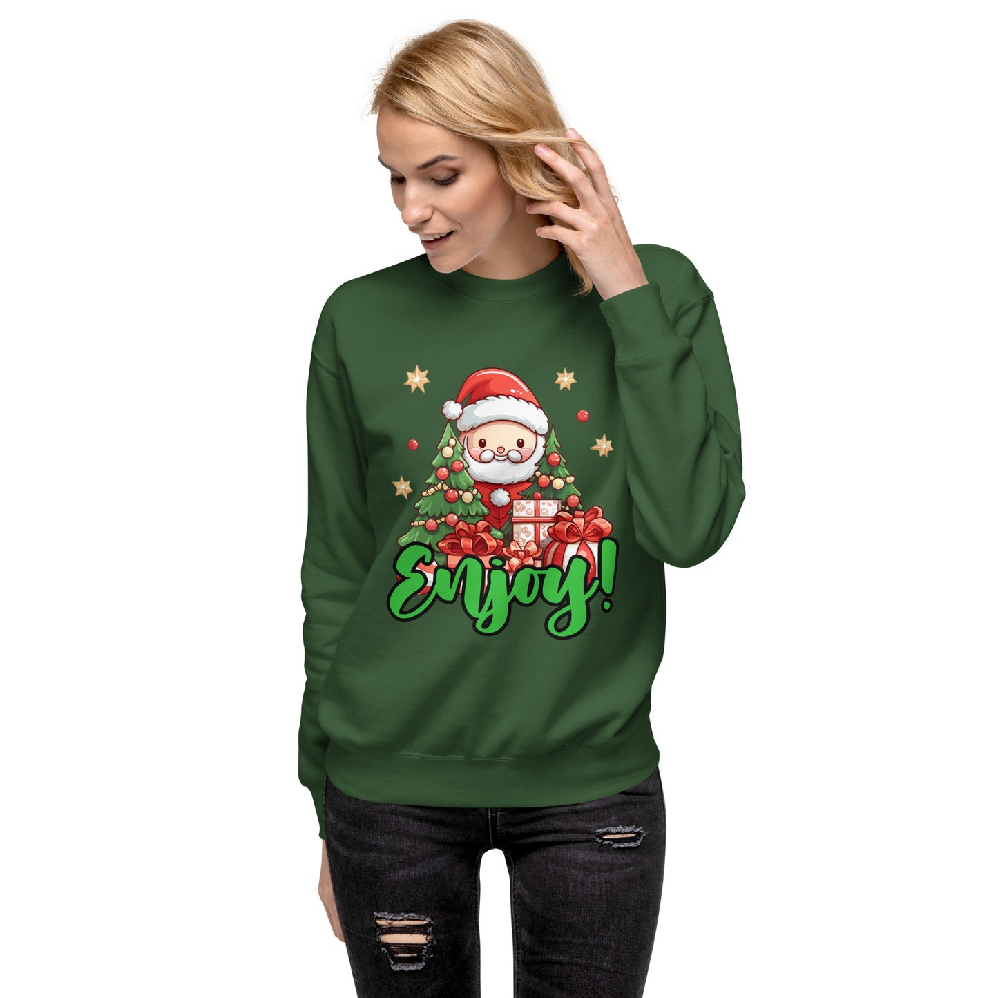 Jolly Santa Christmas Theme Cute Unisex Premium Sweatshirt