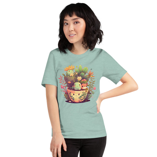 Kawaii Flower Pot Unisex t-shirt,  Graphic T-Shirt, Premium Graphic Tees, Cool Design T Shirts,  Streetwear Casual Summer Tops T-Shirt Unisex