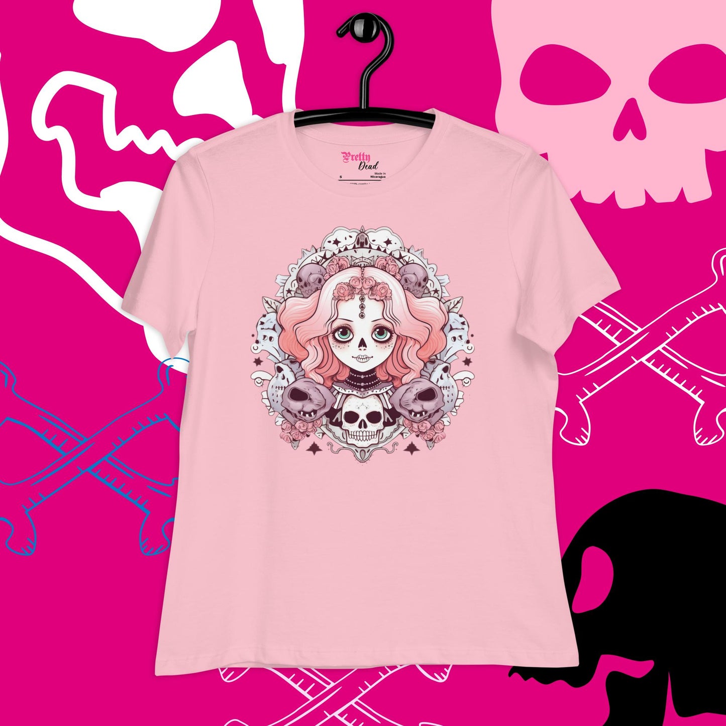 Pastel Catrina Women's Relaxed T-Shirt,  Graphic T-Shirt, Premium Graphic Tees, Cool Design T Shirts,  Streetwear Casual Summer Tops T-Shirt Unisex