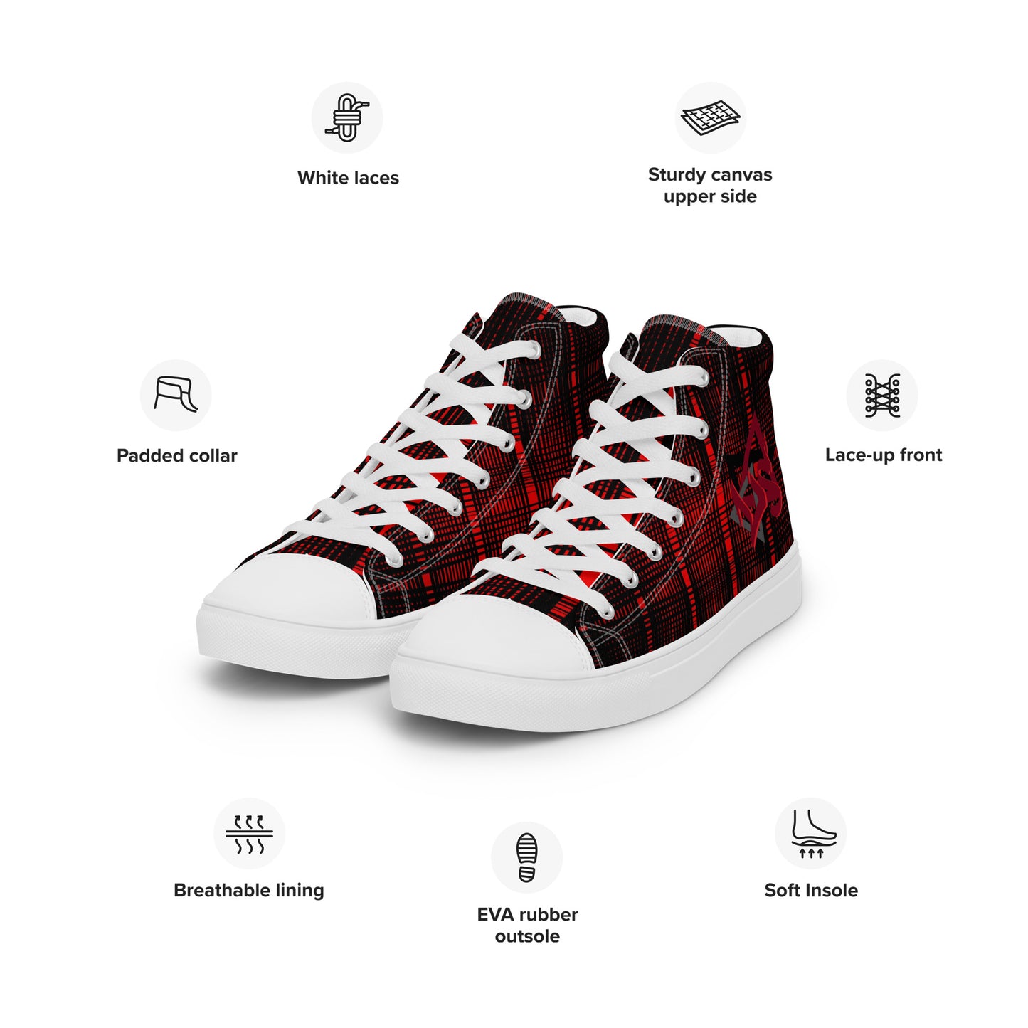 Check Mate! Women's High Top Canvas Shoes, Casual Lace up Canvas Shoes, Comfortable Fashion Classic Shoes